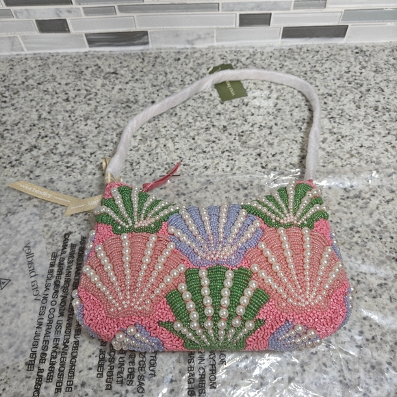 Vera Bradley Handbags - Vera Bradley Mini Roxbury Crescent Shoulder Bag (Cottage shells in Beaded)